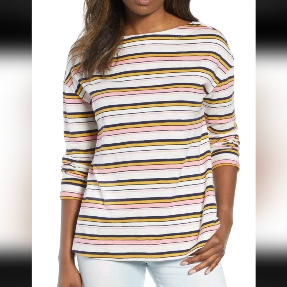 Caslon,Striped Multicolor Women's Top,Size 1x